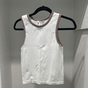 White and Brown Tank Top
